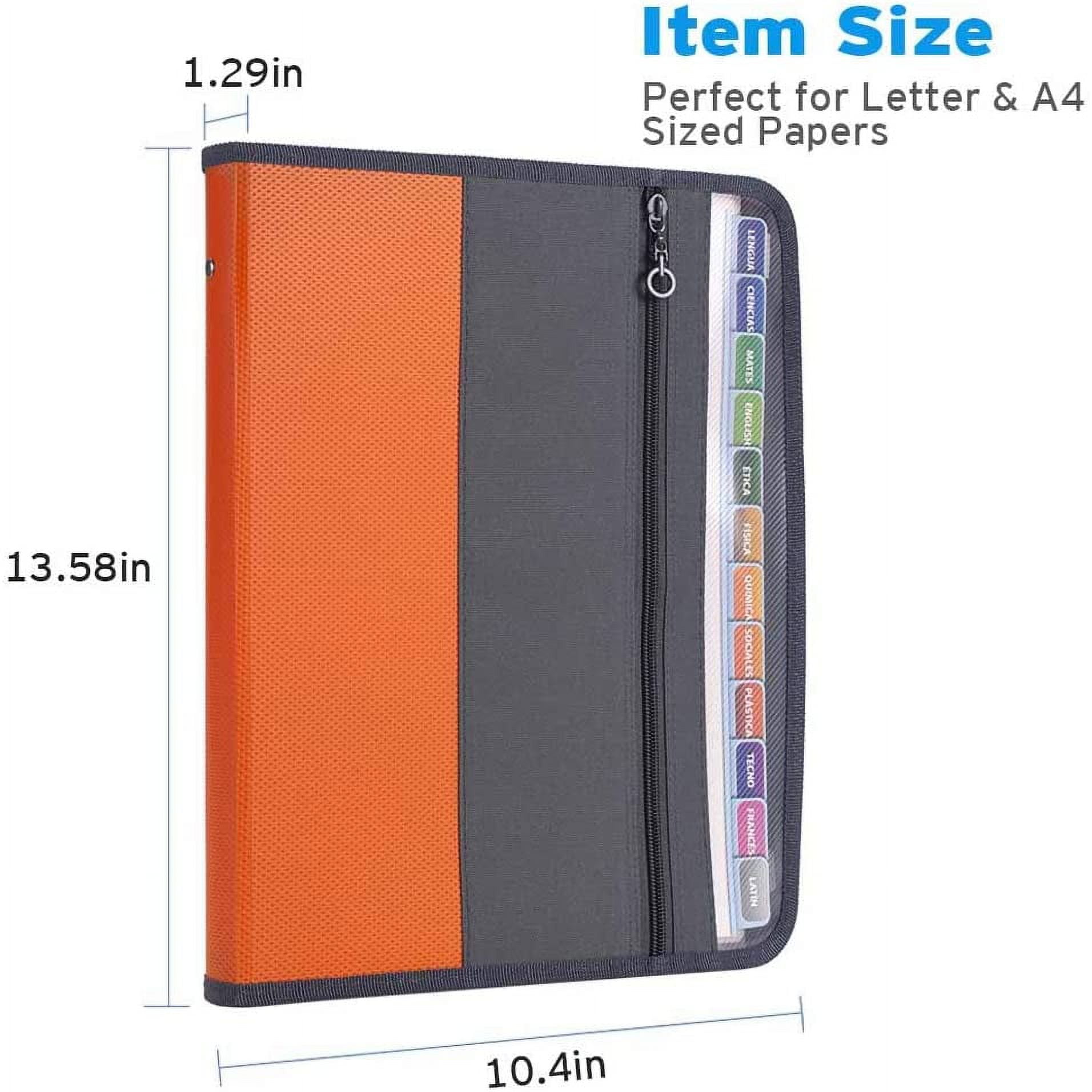 13 Pocket Expanding File Folder with Sticky Labels, Accordion File Folder Document Organizer Expanding Zip File Folder with Zipper ClosureLetter A4 Paper Document Accordion Folder,