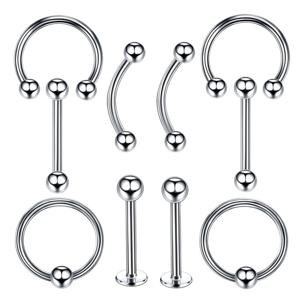 10 piezas en aro de acero inoxidable para la nariz, para piercings de barra. 10mm
