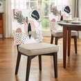 thumbnail image 3 of Navy Blue Pink Boho Dining Chair Back Cover Only, Modern Abstract Tropical Plant Set of 4 Chair Back Covers, Removable Washable for Dining Room, Banquet & Holiday Decoration, 3 of 9