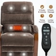 thumbnail image 6 of Dual Motor Power Lift Recliner Chair with Massage and Heat for Elderly, 180° Lying Flat Adjustable Lift Chair with 3 Positions, Solid Wood Armrests and Chenille Fabric, Brown, 6 of 8