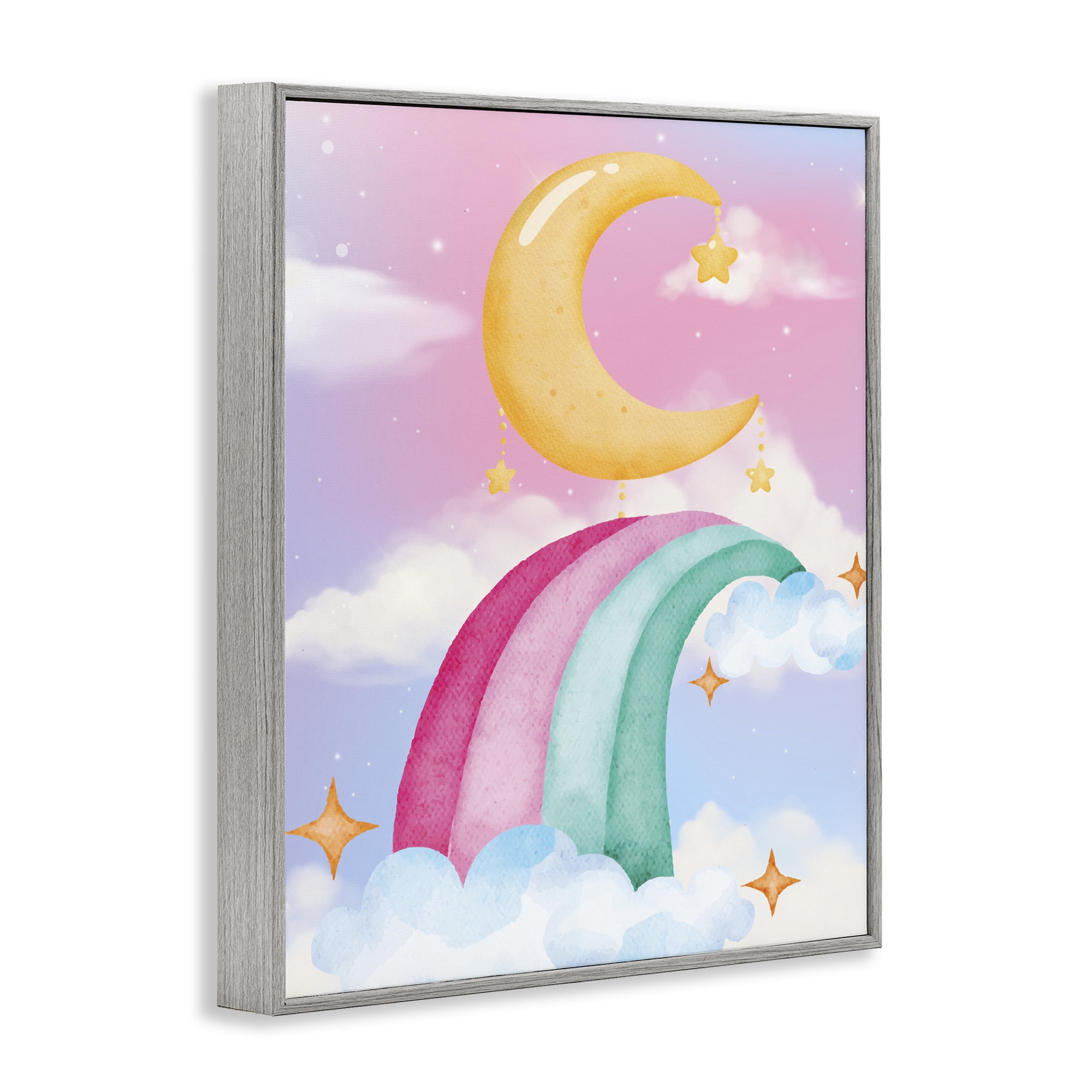 Moon Rainbow in Clouds Gray Framed Giclee Art, design by Jesse Keith
