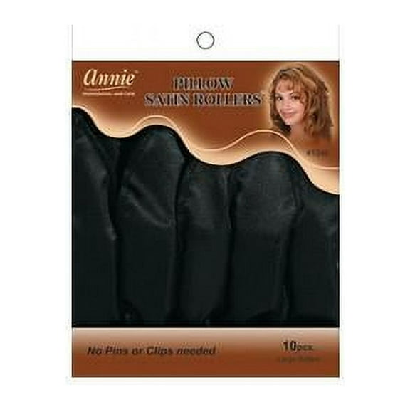 Annie Pillow Satin Rollers Black, 10/PK