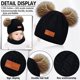 thumbnail image 3 of Conjunto de gorro y bufanda para niños de invierno cálido, negro, tejido térmico, bufanda gruesa y esponjosa de ganchillo, gorro con pompón doble con pelo sintético para niñas, niños y niños pequeños, 3 of 5