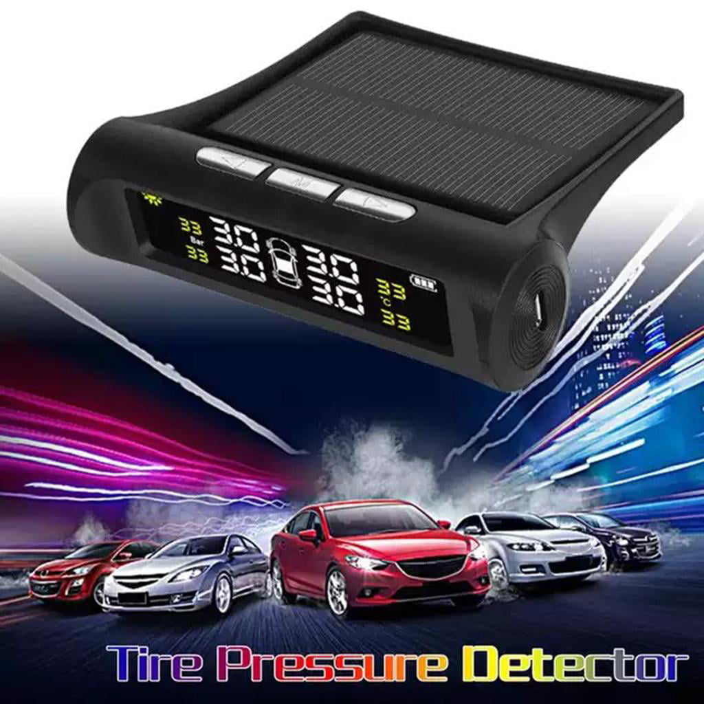 Hengbaixin Car Tyre Pressure Monitoring System Solar Tpms Tyre Pressure Alarm System with LCD Display 4 External Sensors 