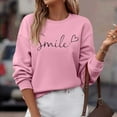 thumbnail image 4 of Chandail en Molleton Col Rond pour Femmes Automne Superposition Haut Col Rond Rayé Manches Longues Décontracté Loungewear Confortable Chandail de Sport Femme Rose S, 4 of 7