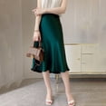 thumbnail image 6 of Skirt spring and summer drape satin mid-length high waist bag hip A-line skirt, 6 of 7