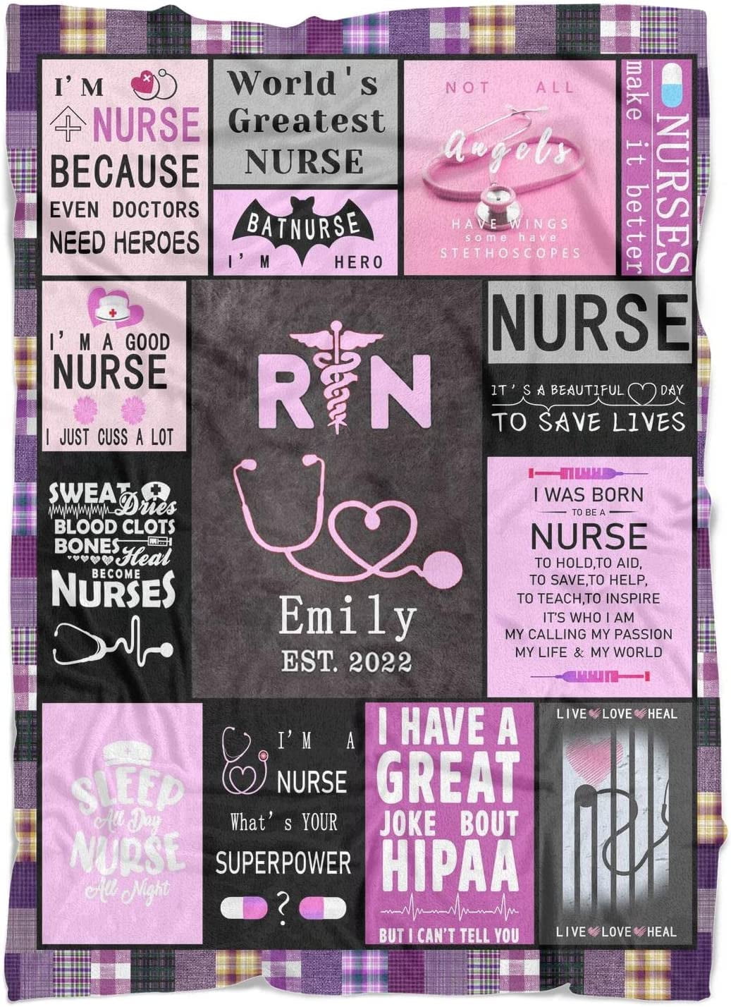 Women Nurses Blanket,Personalized Warm Throw Blanket for Nurses Week Gifts Retirement Gifts