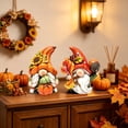 thumbnail image 6 of Tyidzon 2 Pcs Fall Gnome Decorations, Thanksgiving Wooden Tabletop Figurines for Shelf and Autumn Harvest Home Decor, 6 of 6