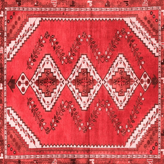 Ahgly Company Indoor Square Persian Red Traditional Area Rugs, 7' Square