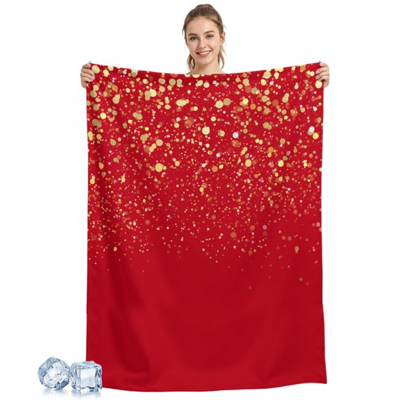 Cooling Blanket Red Cooling Blankets for Hot Sleepers Shiny Sparkles Celebration Cool Blanket Soft Lightweight Ice Cold Summer Rest Throw Blanket for Night Sweats Couch Bed Sofa 50x60 Inch