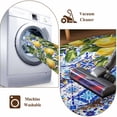 thumbnail image 6 of Lemons Area Rugs 5x7 ft National Style Summer Lemon Blue Floral Texture Washable Rug Non Slip Indoor Carpet Absorbent Floor Mat for Living Room Bedroom Dining Room, 6 of 9