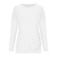 thumbnail image 5 of Antinious Womens Button Down Shirts Long Sleeve Solid Round Neck Pullover Workout Tops,Winter Sweatshirt for Women,Going Out Tops for Women,White,L, 5 of 5