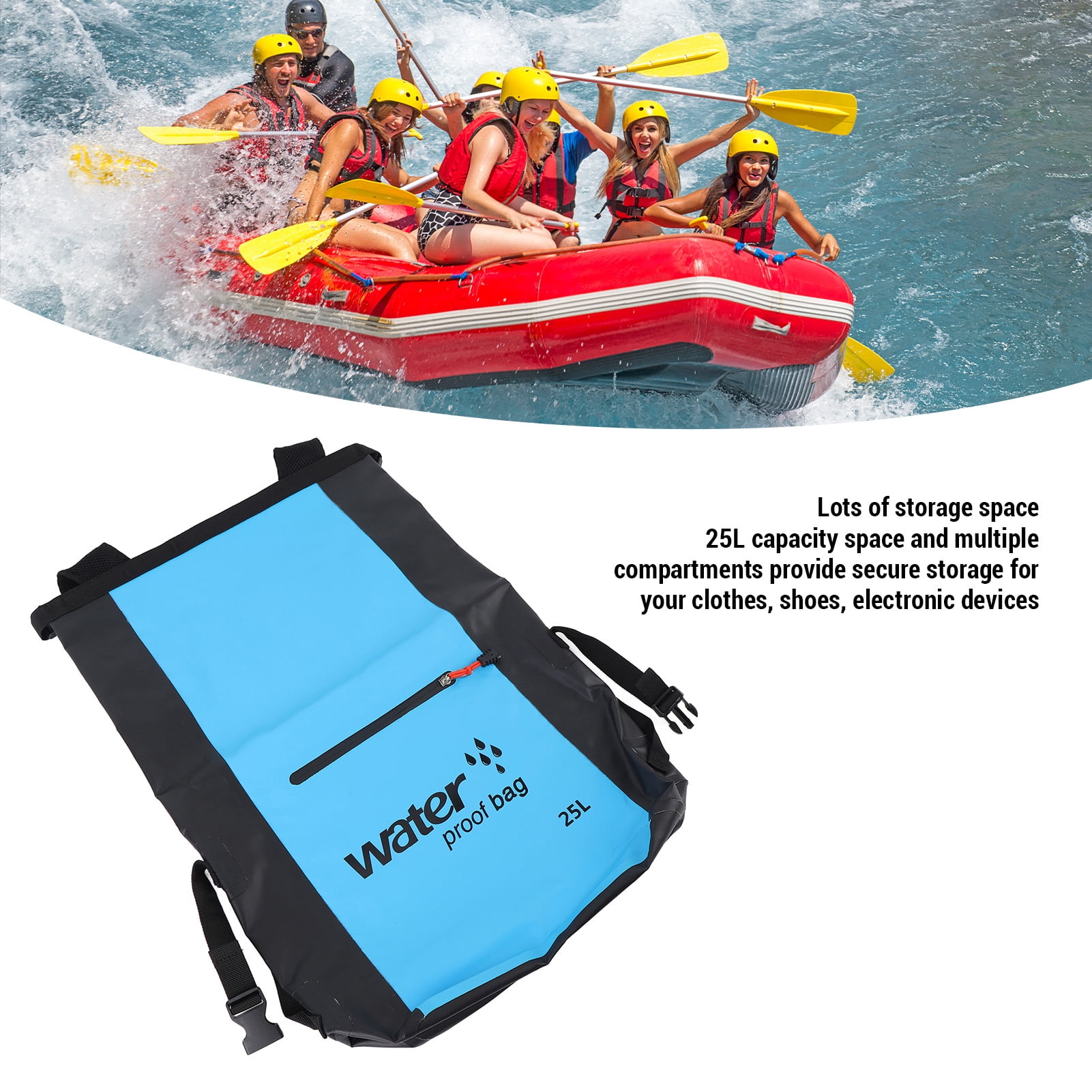 Nieyigj Heavyweight Water Resistant Dry Bag 25L Dry Wet Separation Hiking Dry Backpack with Shoulder Strap for Outdoors Activities Blue 16.5 inches / 42 cm