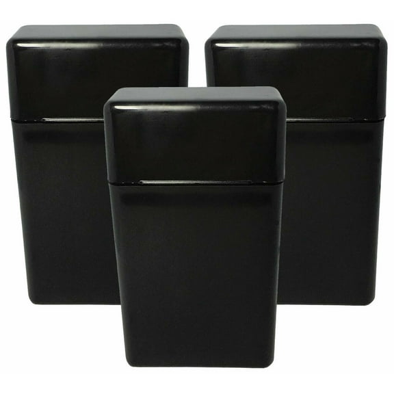 3 Pack Black Flip Top Hinged Lid Sectioned Cigarette Case for 100's - 2607