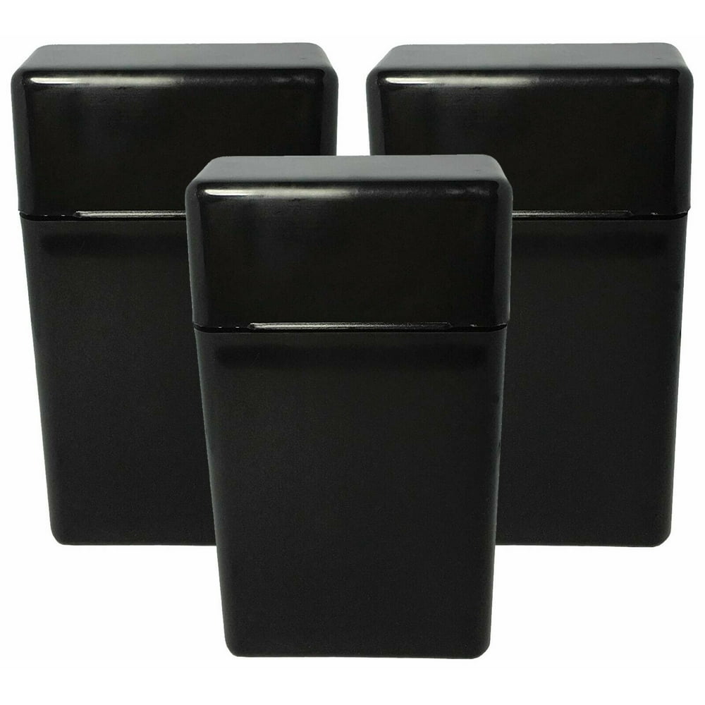 3 Pack Black Flip Top Hinged Lid Sectioned Cigarette Case for 100's