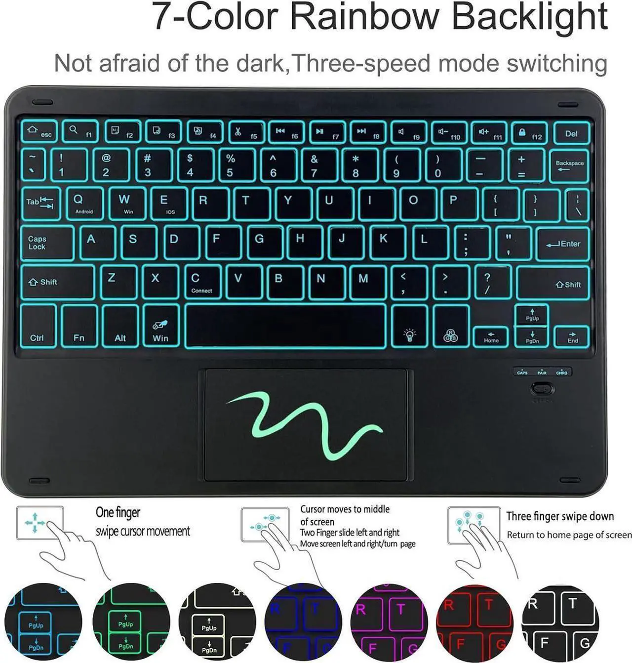Bluetooth Keyboard Case for Samsung Galaxy Tab S11 11 inch 2025 SM-X730/X736B/X736E/X736U, Wireless Keyboard with Trackpad & 7-Color Backlit & 3-Angle Kickstand, Galaxy S11 11" Keyboard