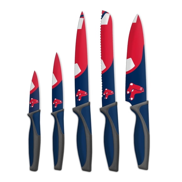 OFFICIALLY LICENSED MLB 5 PIECE KNIFE SET BOSTON REDSOX
