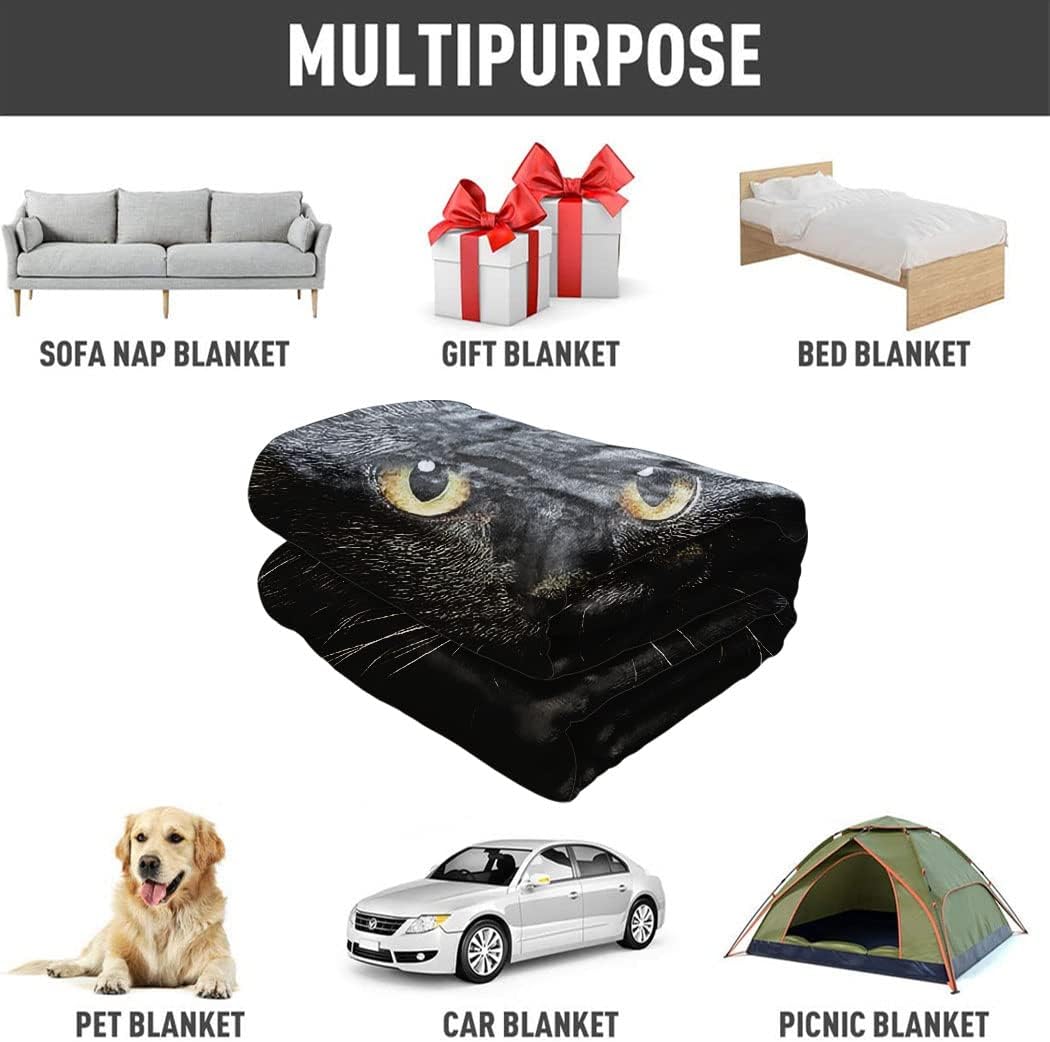 60"x80" Blanket Soft Fluffy Flannel Fleece Throw Black Cat