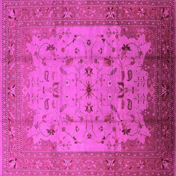 Ahgly Company Indoor Square Oriental Pink Industrial Area Rugs, 4' Square