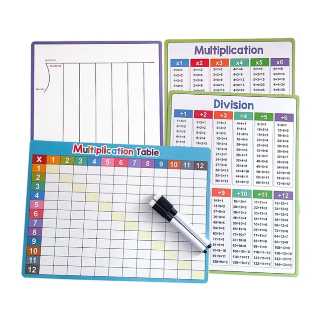 Mesa de 4 piezas, tabla de borrado , Lapboard para estudiantes de niños de 8 "x 11", tabla de multiplicación de división de borrado seco para