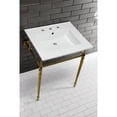 thumbnail image 3 of Kingston Brass KVPB25227W8BB Edwardian 25" Ceramic Console Sink with Brass Legs (8-Inch, 3-Hole), White/Brushed Brass, 3 of 8