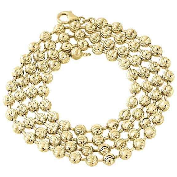 10k Yellow Gold Moon Cut Style Link New Solid Chain Necklace (5mm) 36"