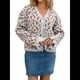 thumbnail image 1 of Suéter de Leopardo Peludo para Mujer, Cárdigan de Larga con Cordones, Tejido A Crochet, Larga Gris XL, 1 of 10
