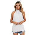 thumbnail image 3 of Women's Tank Top Summer Clothing Sleeveless Halter Mock Turtleneck Vest Solid Color T-shirt Loose Casual Pleated Front Blouse,S-2XL, 3 of 9