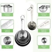 Square 13-Piece Stainless Steel Measuring Cups and Spoons Set, 5 Stainless Steel Measuring Cups,6 Stainless Steel Measuring Spoons &1 Measuring Stick Leveler &1 Mini Egg Whisk, kitchen tools for Cook