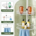 thumbnail image 4 of Corner Shower Caddy Tension Pole: Rustproof Bathroom Organizer Shelves for Bathtub Shampoo Accessories Storage Holder - 47-121 Inch Adjust - White, 4 of 7