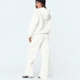 thumbnail image 4 of Szluipve Women Cropped Zip‑Up Hoodie 2 Piece Outfits Drawstring Long Sleeve Full Zip Short Hooded Jacket and Elastic Waist Wide Leg Pants Casual Tracksuit Loungewear Set White 3XL, 4 of 7