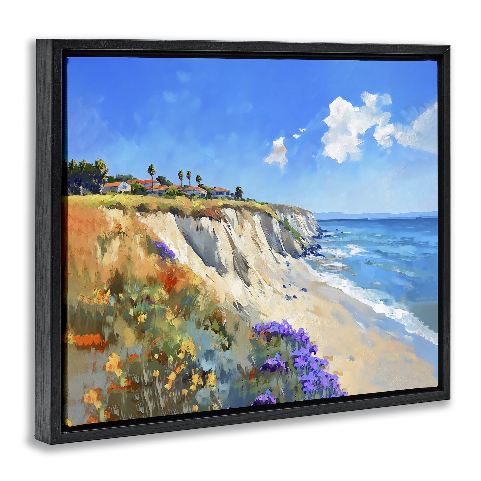 Stupell Industries Coastal Wildflower Field Black Framed Floater Canvas Wall Art, design by The Prints Vibe