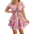 thumbnail image 1 of Vestido PRETTYGARDEN 2025 Floral Blanco Cuello en V Manga Corta M, 1 of 5
