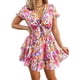 thumbnail image 1 of Vestido PRETTYGARDEN 2025 Floral Blanco Cuello en V Manga Corta Talla L, 1 of 5