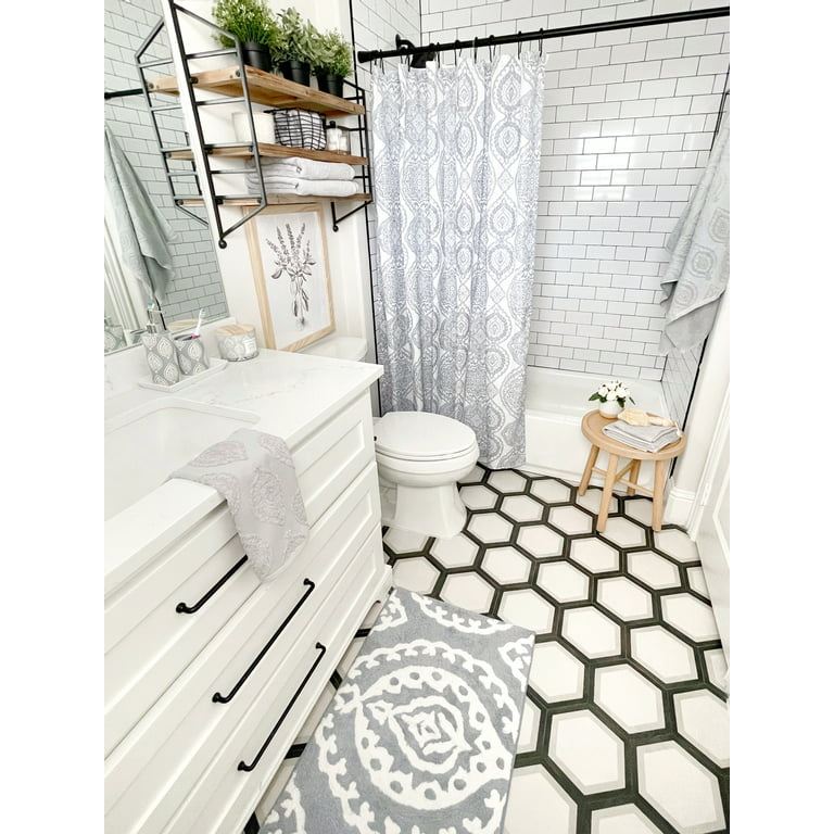 Janelle Gray Bath Mat, 20x30, Cotton Sold by at Home