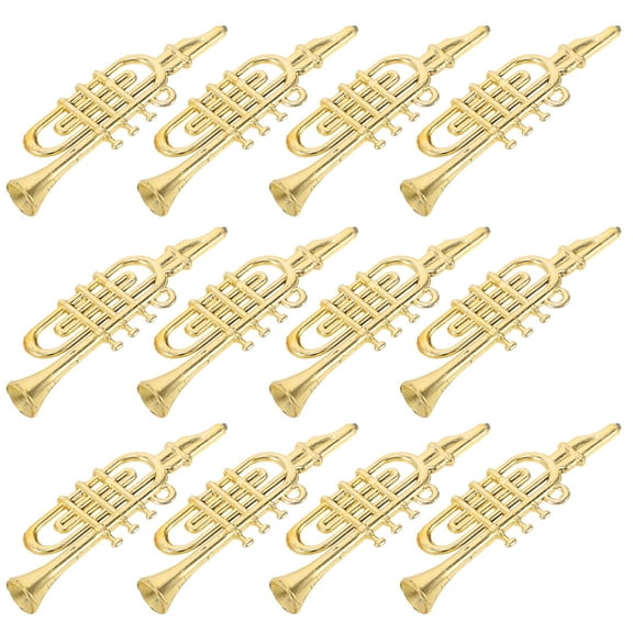 Minkissy Trumpet Shape Mini Musical Instrument Ornaments For Christmas Tree Decoration 12pcs