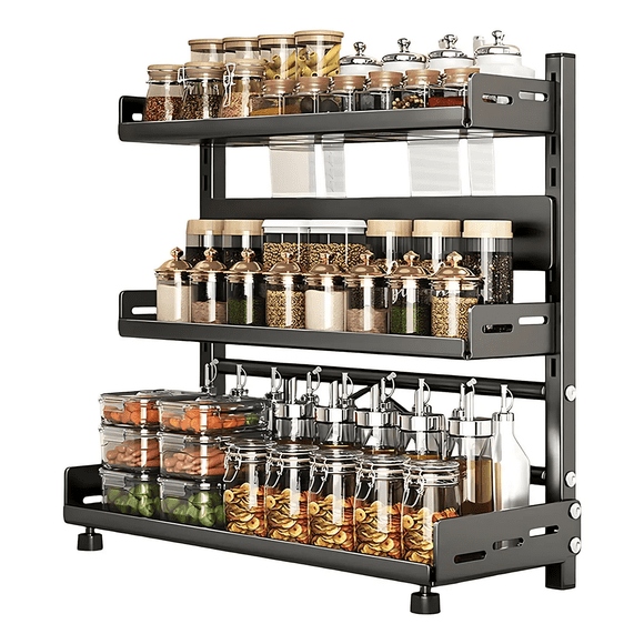 Estante De Cocina Para Almacenar Especias Para La Nevera Malubero Negro