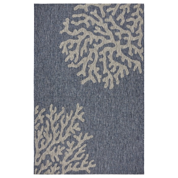 Ox Bay Carmindy 1' 10" x 3' Navy/Gray Coral Reef Indoor/Outdoor Area Rug