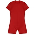 thumbnail image 4 of CHICTRY Mens One-Piece Short Sleeve Swimming Jumpsuit Front Zipper Press Button Crotch Boxer Rompers Bodysuit Red L, 4 of 7