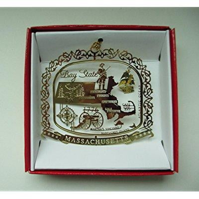 Nations Treasures Massachusetts State Landmarks Brass Keepsake Ornament
