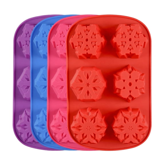 6-Cavity Deep Snowflake Silicone Mold, Holiday Mooncake Pudding Chocolate Baking Pan, Non-Stick DIY Dessert Tool