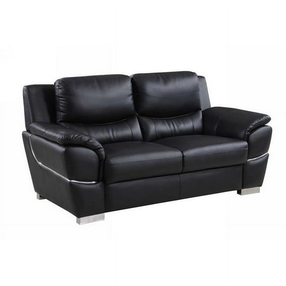 Home Roots Chic Leather Loveseat, Black - 37 in.