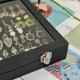 thumbnail image 2 of Earring Box with Clear Lid 64 Slots Velvet Drawer,Earring Tray with Lock, Jewelry Display Case for Women Girls, Black, 2 of 4