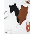 thumbnail image 2 of Solid Sleeveless 3pcs Bodysuits, Versatile Crew Neck Slim Summer Bodysuits, Women's Clothing, 2 of 5