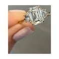 thumbnail image 3 of 4CT Emerald Cut Moissanite Women Three Stone Engagement Ring White Gold Plated, 3 of 3
