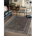 thumbnail image 2 of RUG ROBOT Modern Bordered Machine Washable Rug, Ultra-Thin Soft 3x5 Rugs for Entryway Bedroom, Non-Slip Stain Resistant Small Carpet for Laundry Entry（3'x 5',Brown), 2 of 5