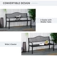 thumbnail image 4 of Outsunny Outdoor Bench with Liftable Middle Table, Patio Loveseat, Black, 4 of 10