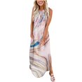 thumbnail image 2 of Lenago Robes d'Été Grande Taille pour Femmes Imprimé Sans Manches Croisé devant Longue Robe d'Été Plage en Solde, 2 of 5