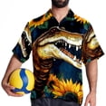 thumbnail image 4 of Crocodile Starry Sky Sunflower Men's Short Sleeve Beach Shirts, Casual Printed Button Down, Summer Unisex Spread Collar Tops, 4 of 6