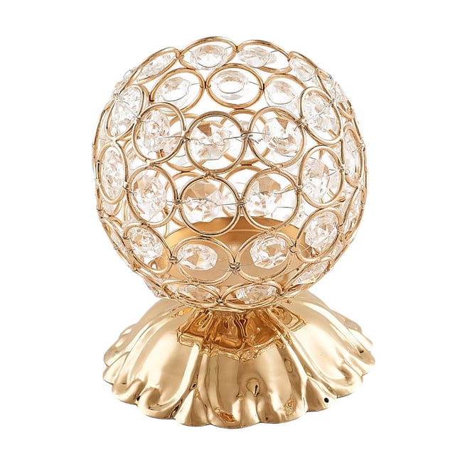simhoa Crystal Tea Light Candle /Sparklers Wedding Candelabra Housewarming - Golden,